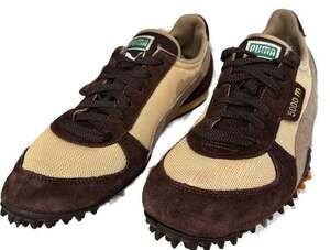 PUMA 5000M Brown & Tan Suede Retro Spiked Running Shoes Size US 9.5